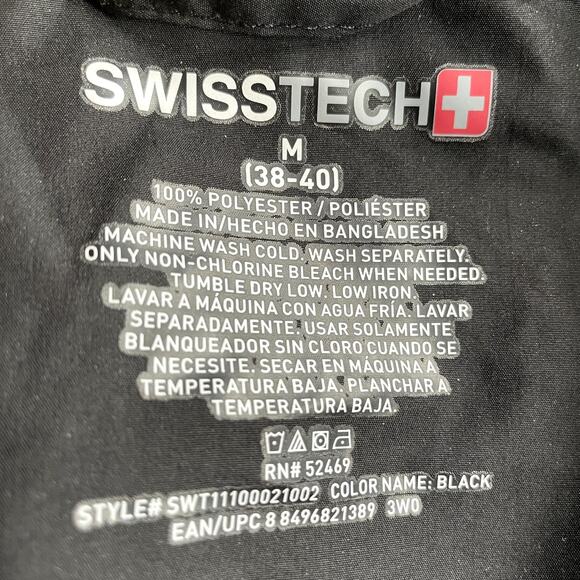 Swiss Tech M 38-40 unisex Pullover black windbreaker hood draw hem pockets - Picture 3 of 9